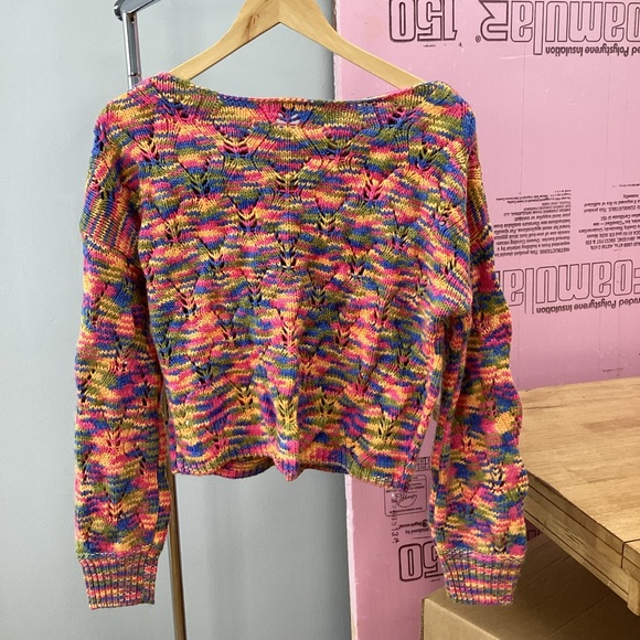 Wild Fable Space Dye Colorful Open Knit Sweater - Picture 5 of 7